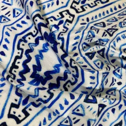 Aztec Print (Dupioni) Table Linen in Royal