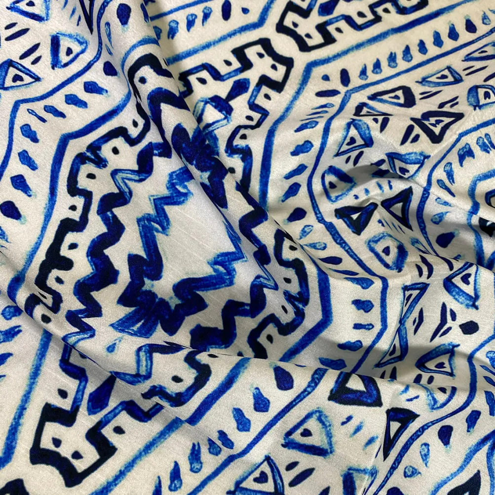 Aztec Print (Dupioni) Table Linen in Royal