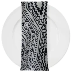 Aztec Print (Dupioni) Table Napkin in Black