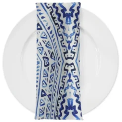 Aztec Print (Dupioni) Table Napkin in Royal