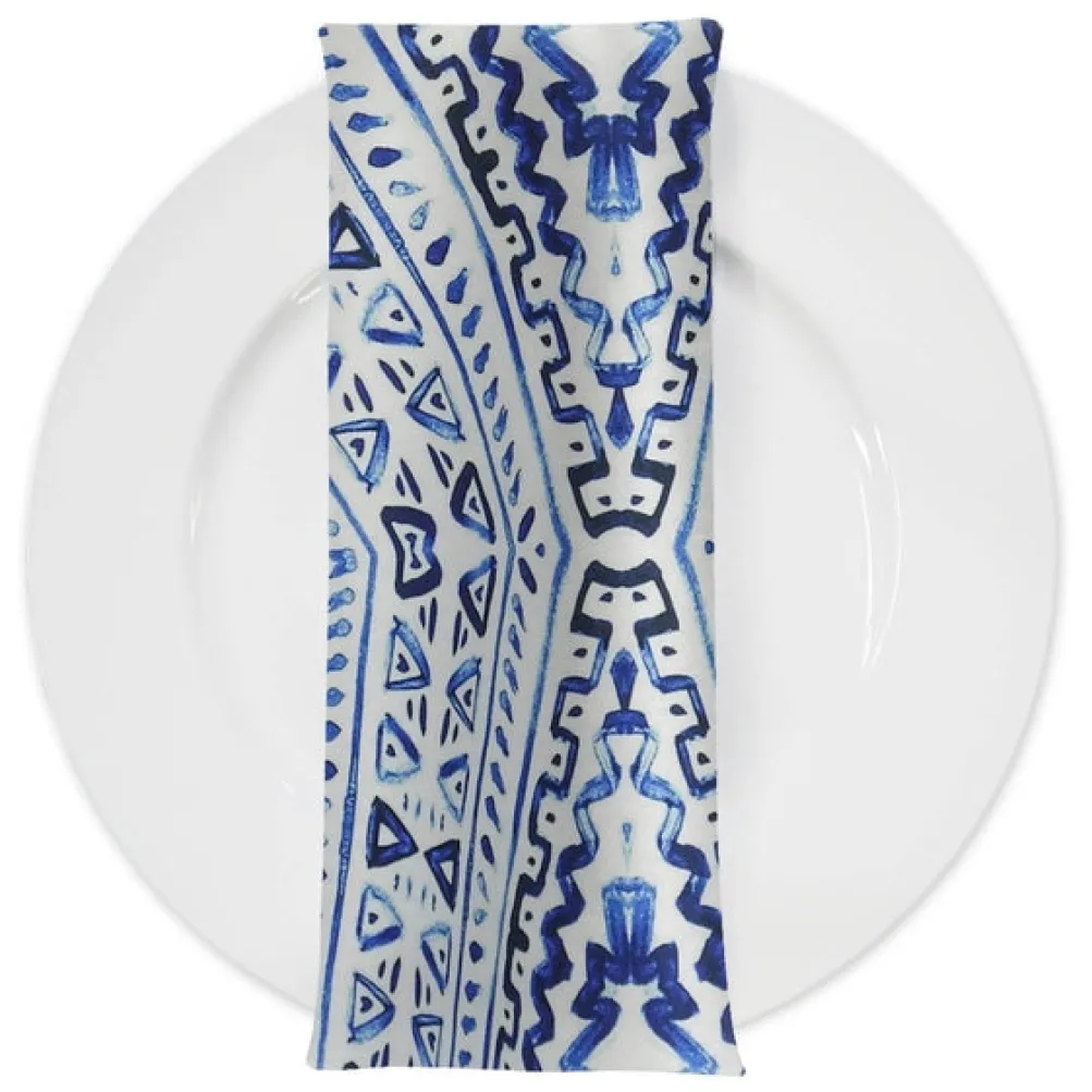 Aztec Print (Dupioni) Table Napkin in Royal
