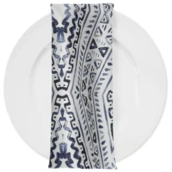Aztec Print (Dupioni) Table Napkin in Steel Blue
