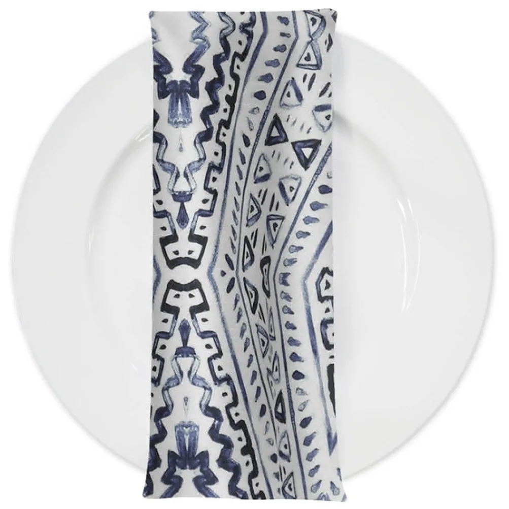 Aztec Print (Dupioni) Table Napkin in Steel Blue