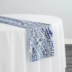 Aztec Print (Dupioni) Table Runner in Royal