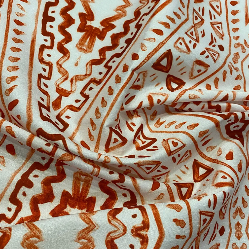 Aztec Print (Dupioni) Table Runner in Orange