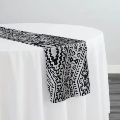 Aztec Print (Dupioni) Table Runner in Black