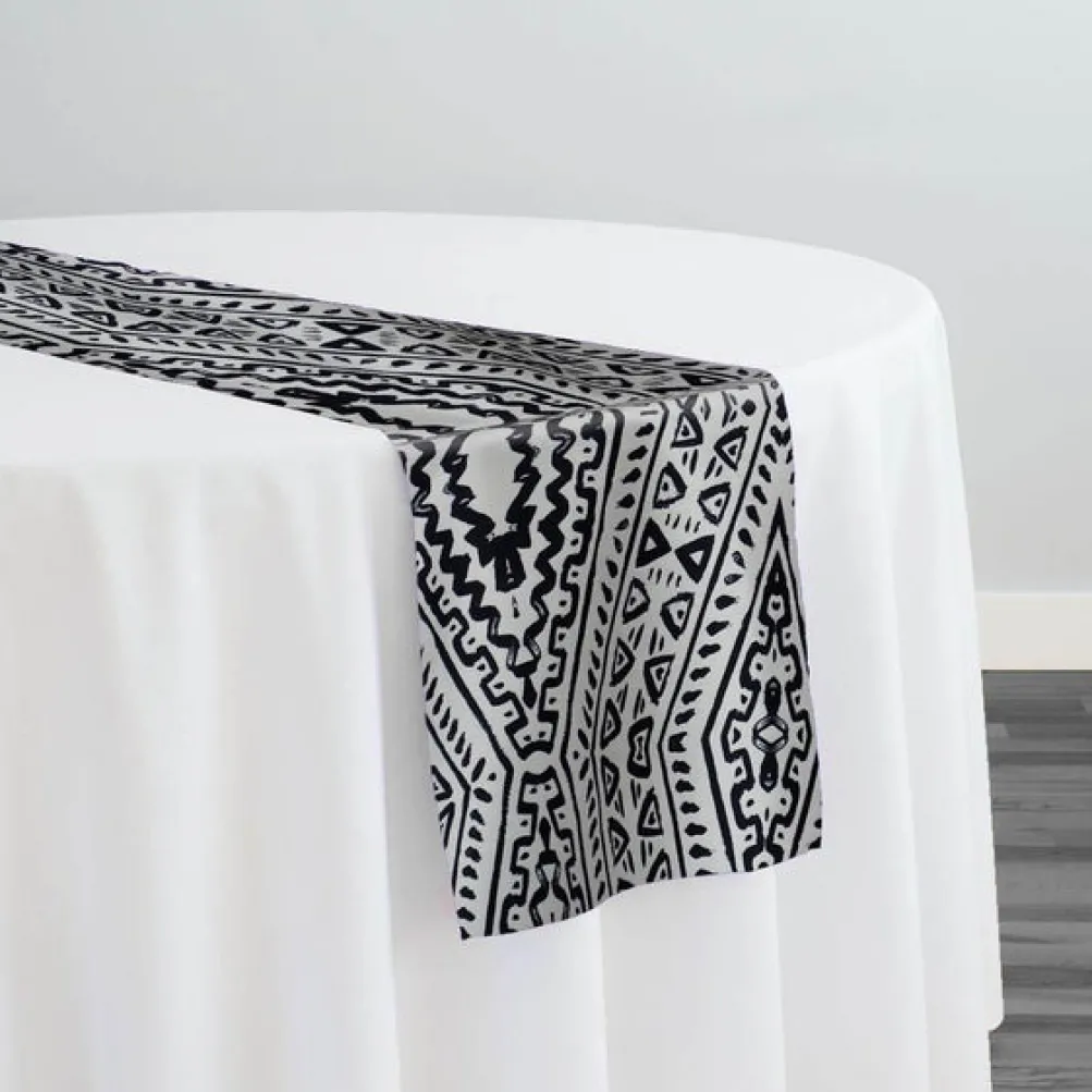 Aztec Print (Dupioni) Table Runner in Black