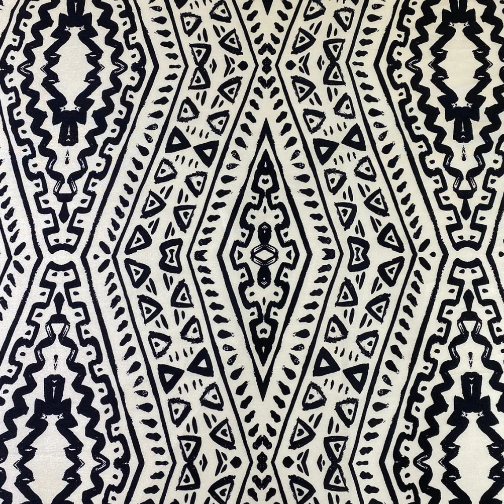 Aztec Print (Dupioni) Table Runner in Black