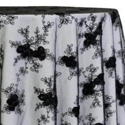 Baby Rose Embroidery Table Linen in Black