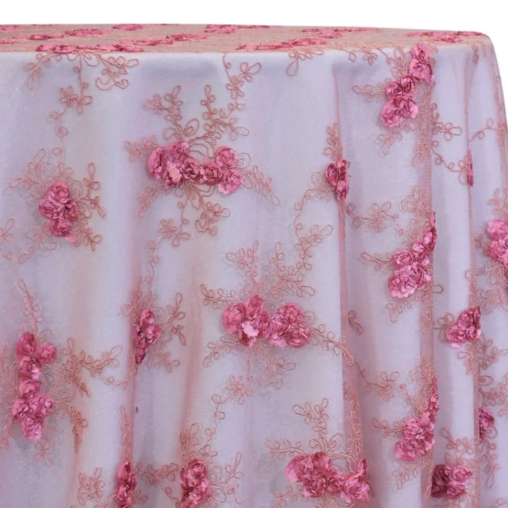 Baby Rose Embroidery Table Linen in Dusty Rose