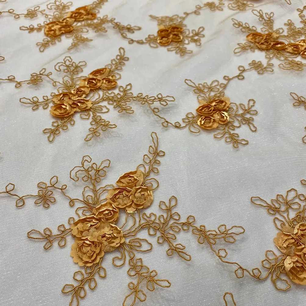 Baby Rose Embroidery Table Linen in Gold