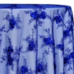 Baby Rose Embroidery Table Linen in Royal