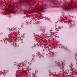 Baby Rose Embroidery Table Linen in Fuchsia