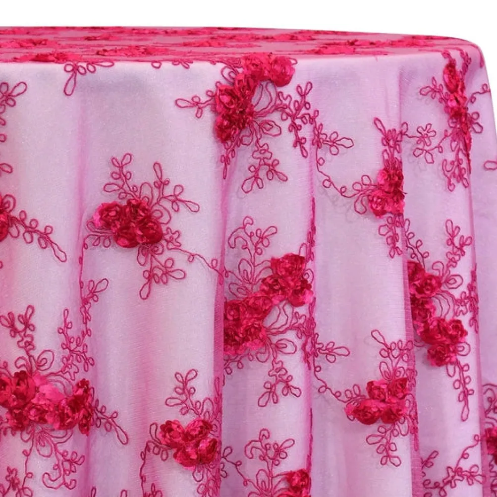 Baby Rose Embroidery Table Linen in Fuchsia