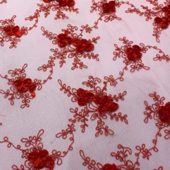 Baby Rose Embroidery Table Linen in Red