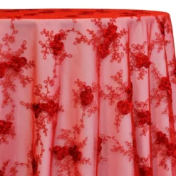 Baby Rose Embroidery Table Linen in Red