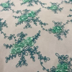 Baby Rose Embroidery Table Linen in Mint