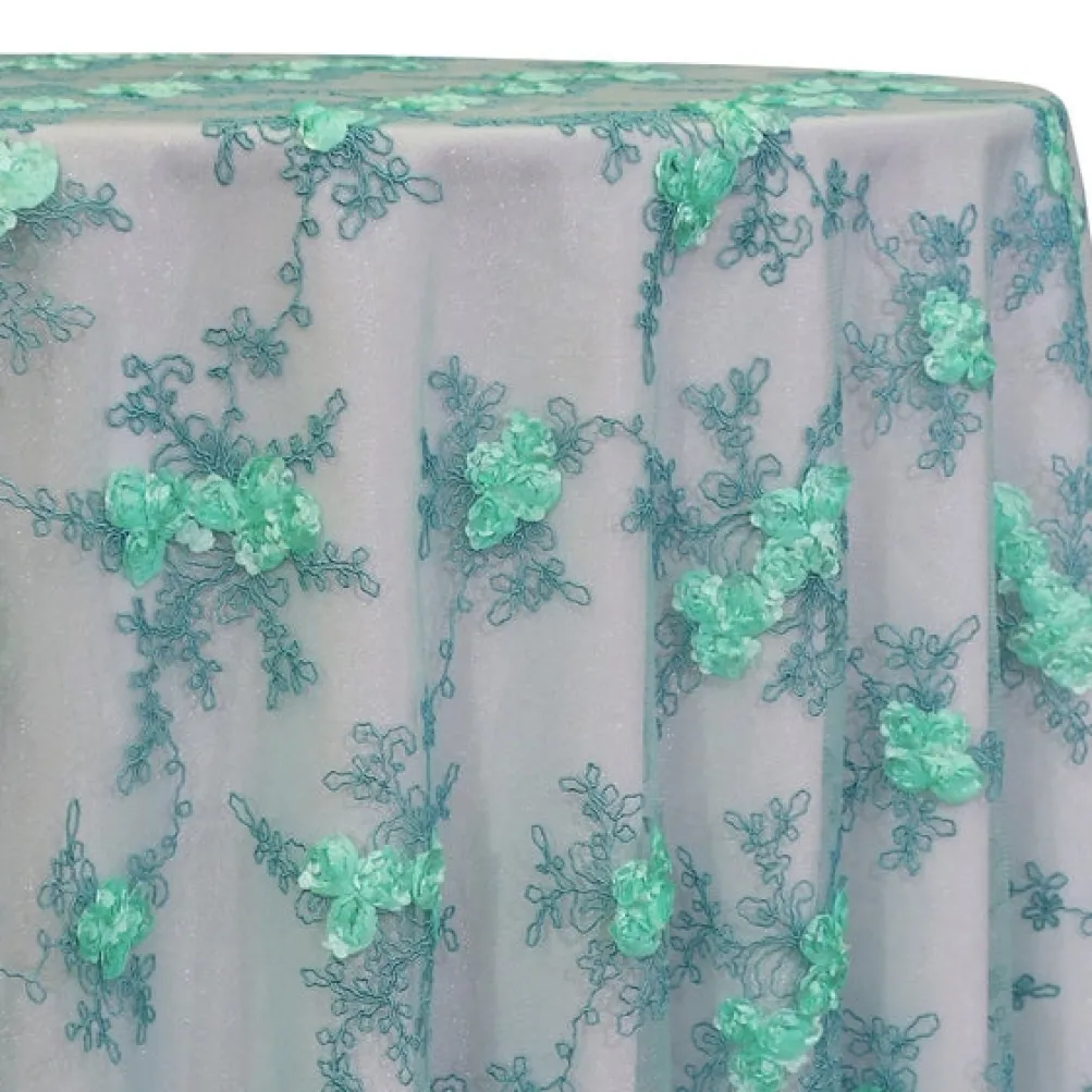 Baby Rose Embroidery Table Linen in Mint