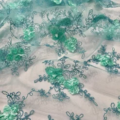 Baby Rose Embroidery Table Linen in Mint