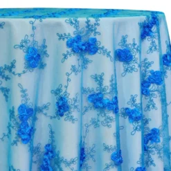 Baby Rose Embroidery Table Linen in Turquoise