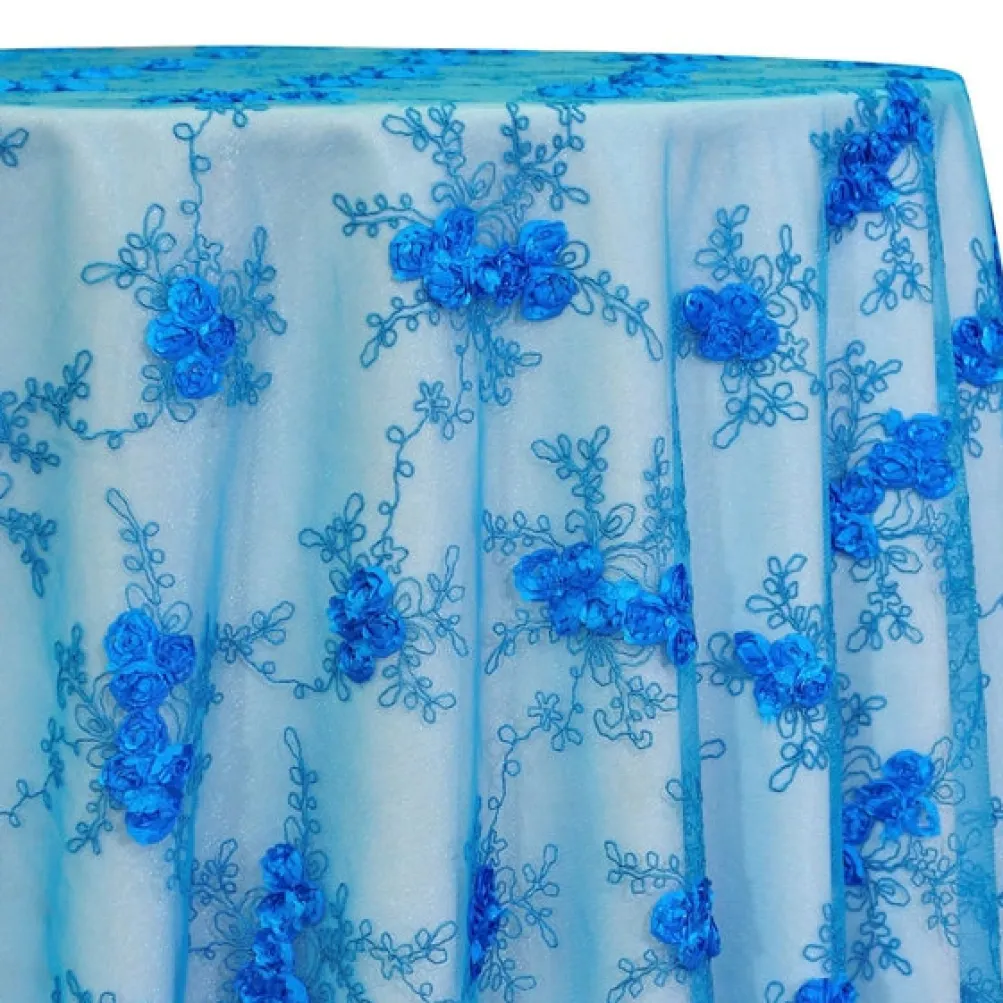 Baby Rose Embroidery Table Linen in Turquoise