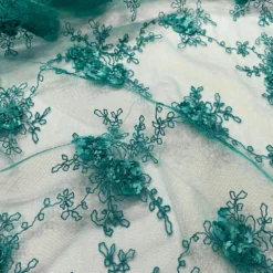 Baby Rose Embroidery Table Linen in Jade