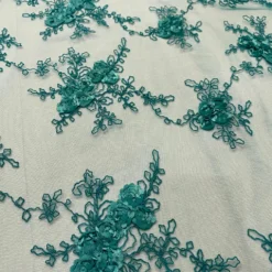 Baby Rose Embroidery Table Linen in Jade