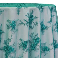 Baby Rose Embroidery Table Linen in Jade
