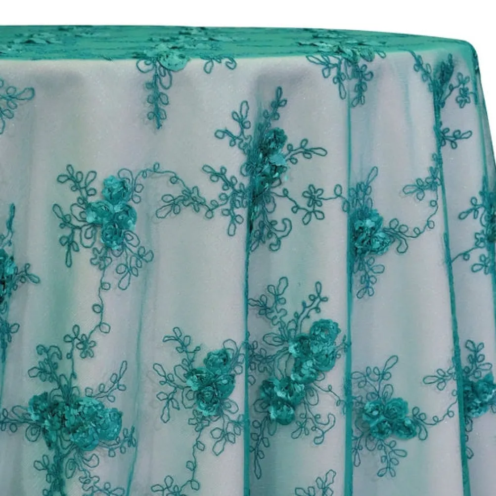 Baby Rose Embroidery Table Linen in Jade