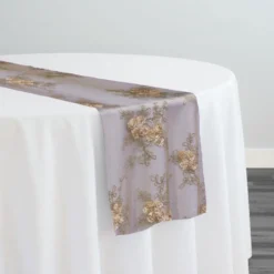 Baby Rose Embroidery Table Runner in Champagne
