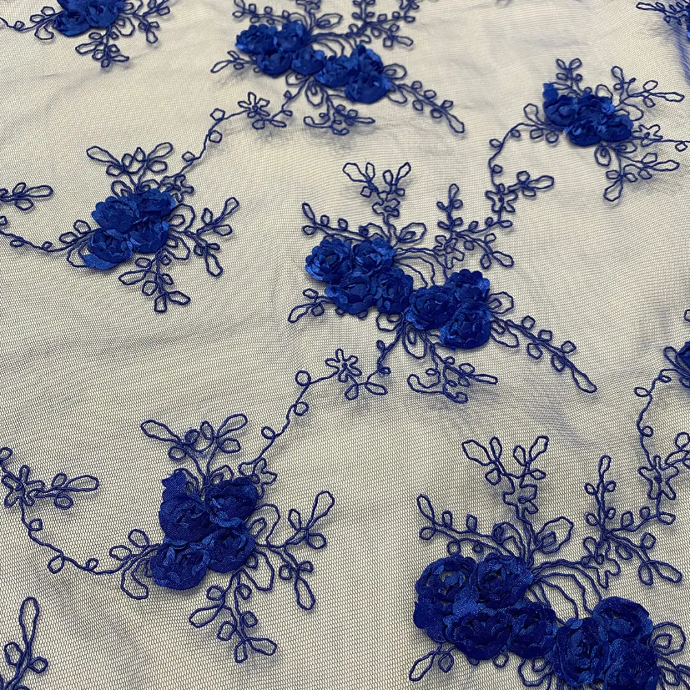 Baby Rose Embroidery Table Runner in Royal