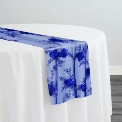 Baby Rose Embroidery Table Runner in Royal