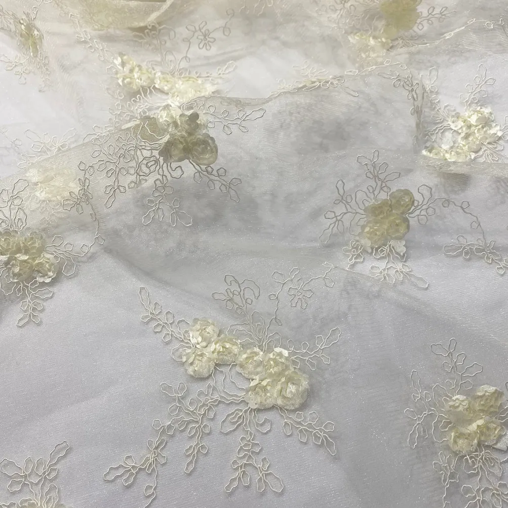 Baby Rose Embroidery Table Runner in Ivory