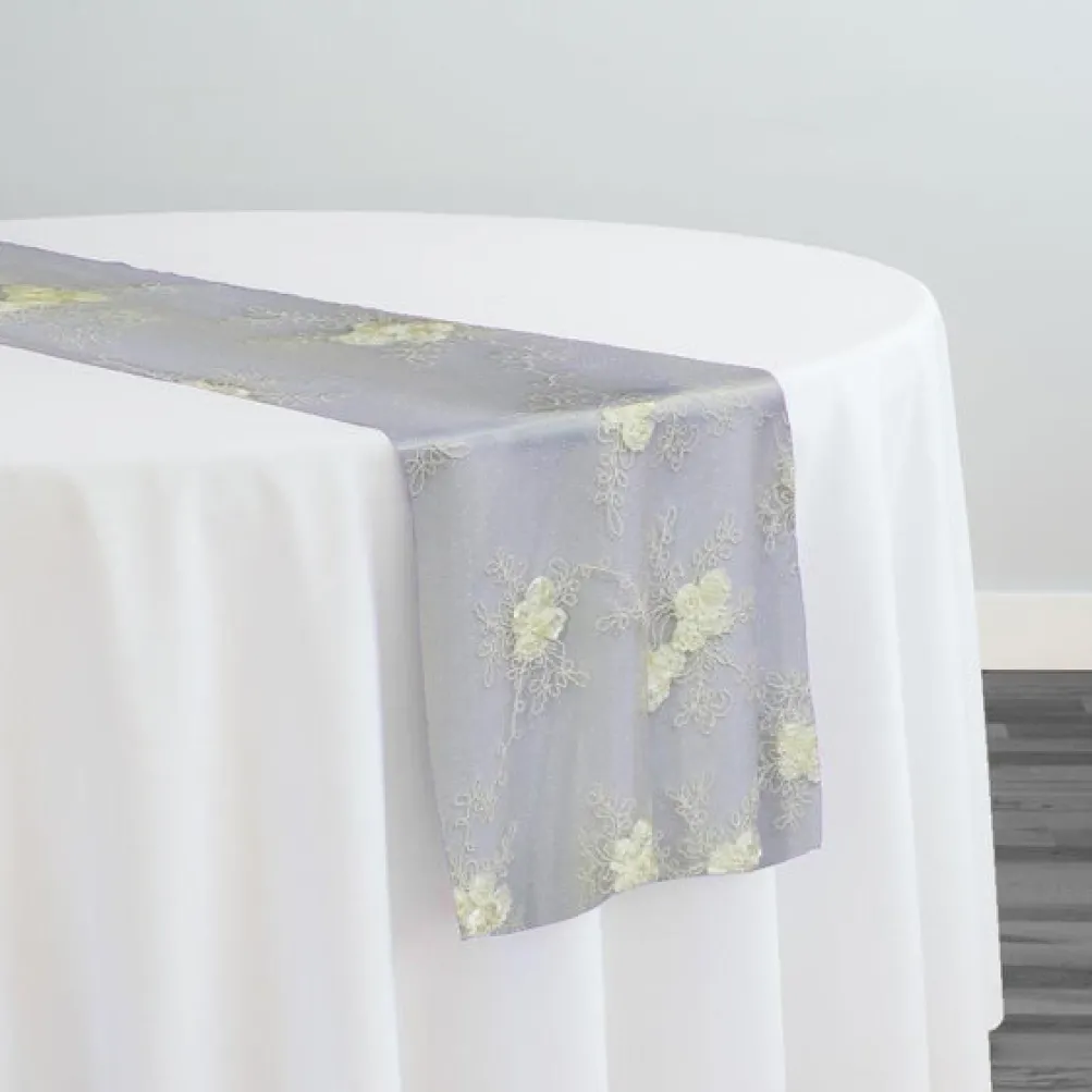 Baby Rose Embroidery Table Runner in Ivory