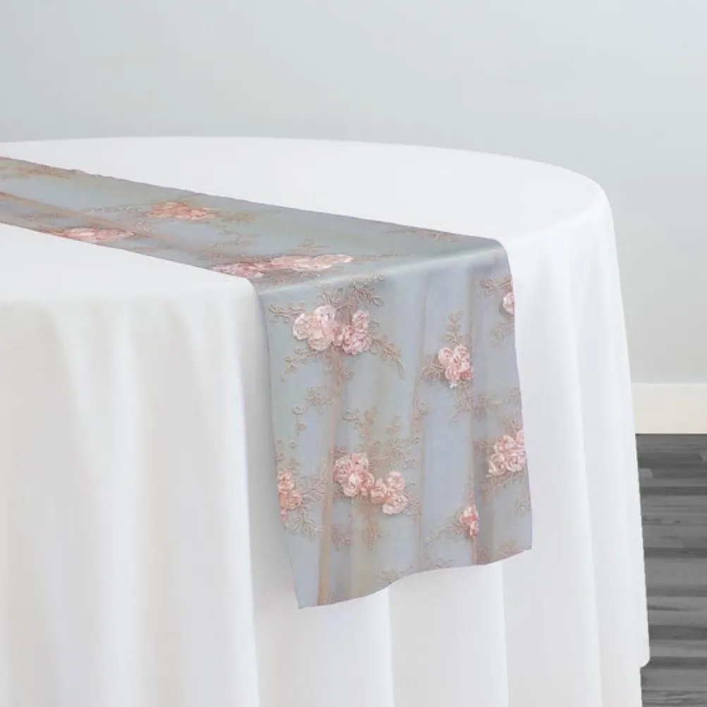Baby Rose Embroidery Table Runner in Blush
