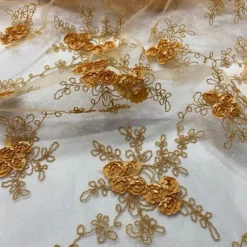Baby Rose Embroidery Table Runner in Gold