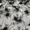 Baby Rose Embroidery (w/ Poly Lining) Table Napkin in Black