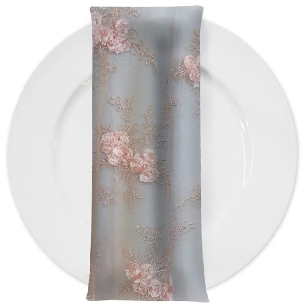 Baby Rose Embroidery (w/ Poly Lining) Table Napkin in Blush