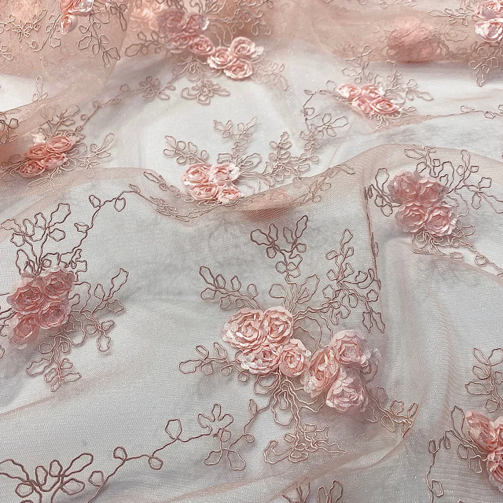 Baby Rose Embroidery (w/ Poly Lining) Table Napkin in Blush
