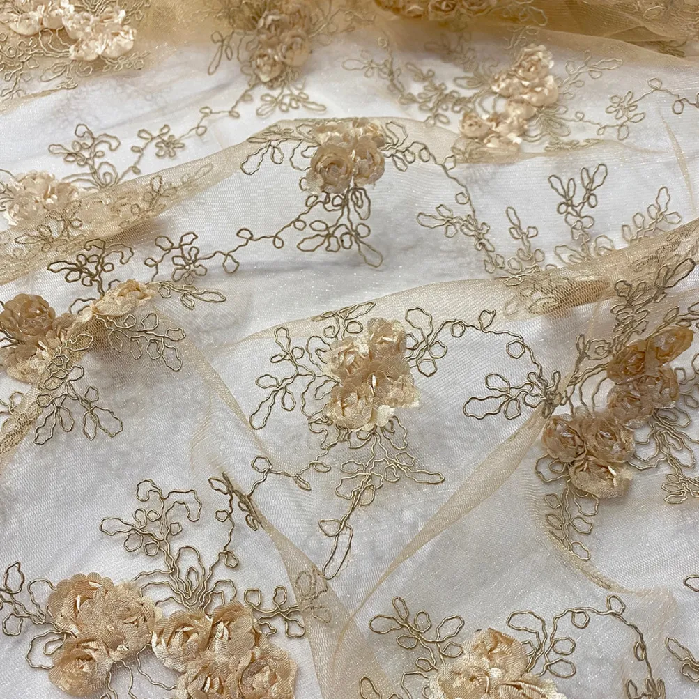 Baby Rose Embroidery (w/ Poly Lining) Table Napkin in Champagne