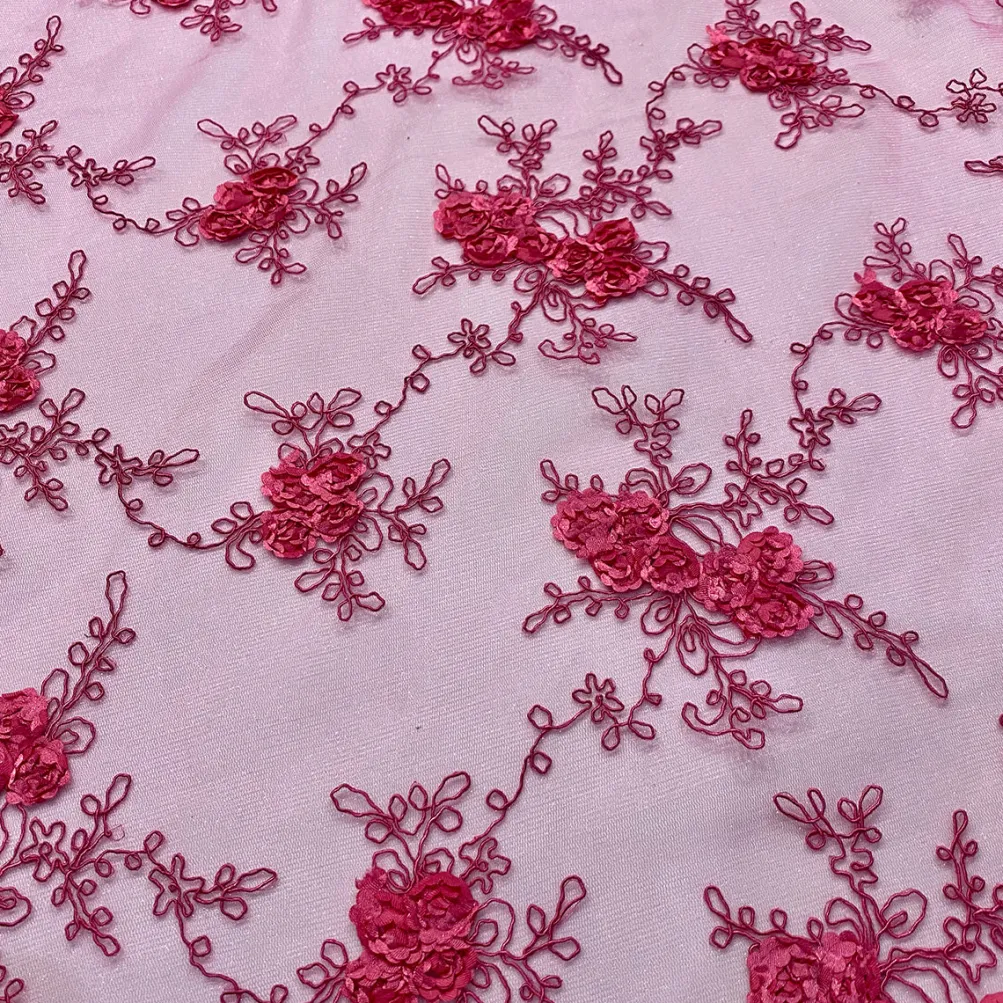 Baby Rose Embroidery (w/ Poly Lining) Table Napkin in Fuchsia