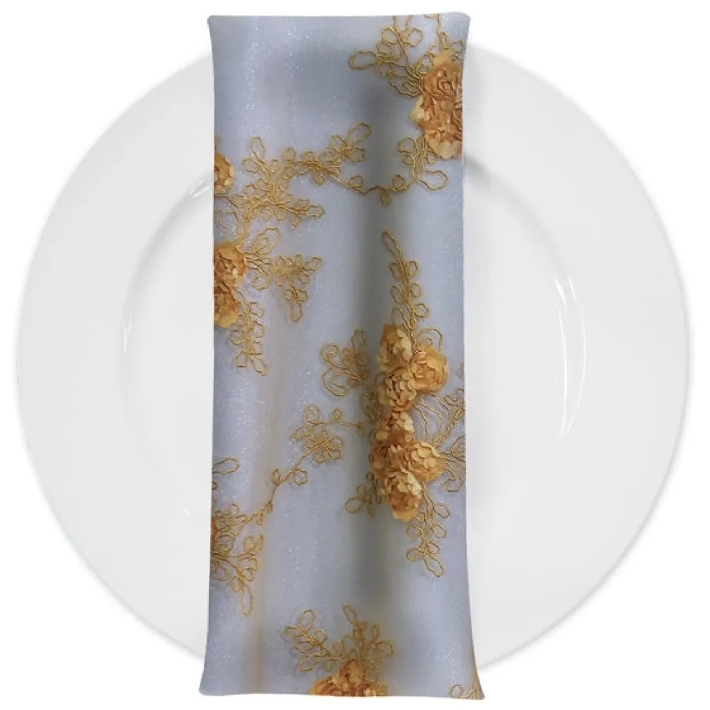 Baby Rose Embroidery (w/ Poly Lining) Table Napkin in Gold