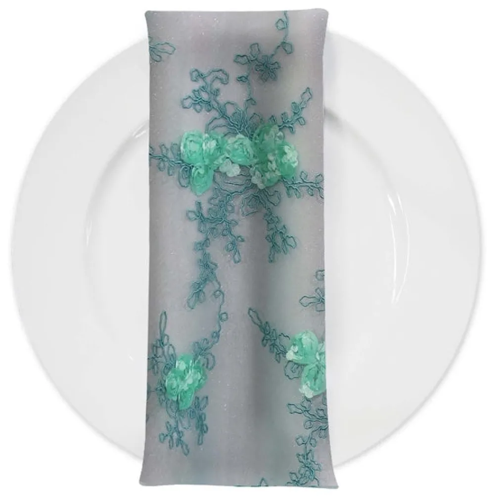 Baby Rose Embroidery (w/ Poly Lining) Table Napkin in Mint