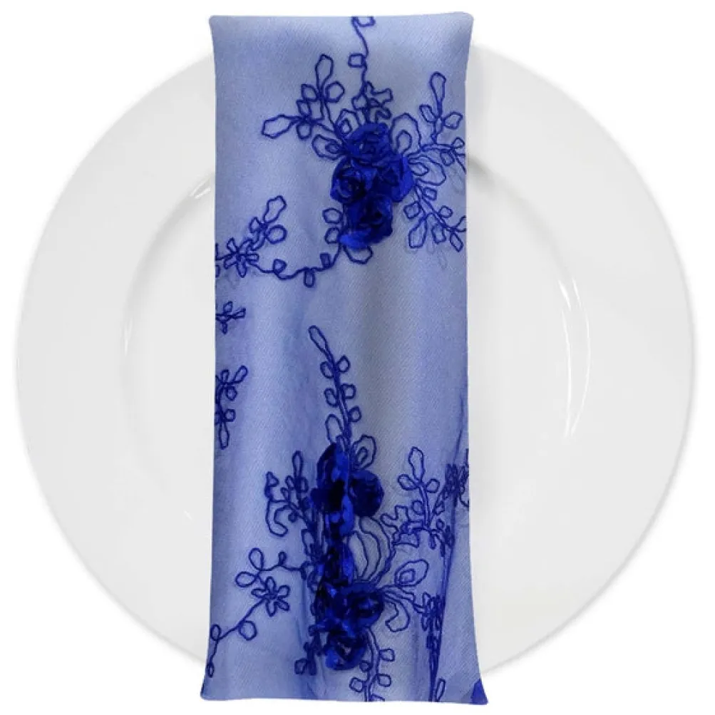 Baby Rose Embroidery (w/ Poly Lining) Table Napkin in Royal