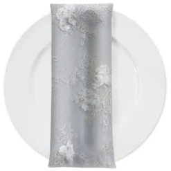Baby Rose Embroidery (w/ Poly Lining) Table Napkin in White