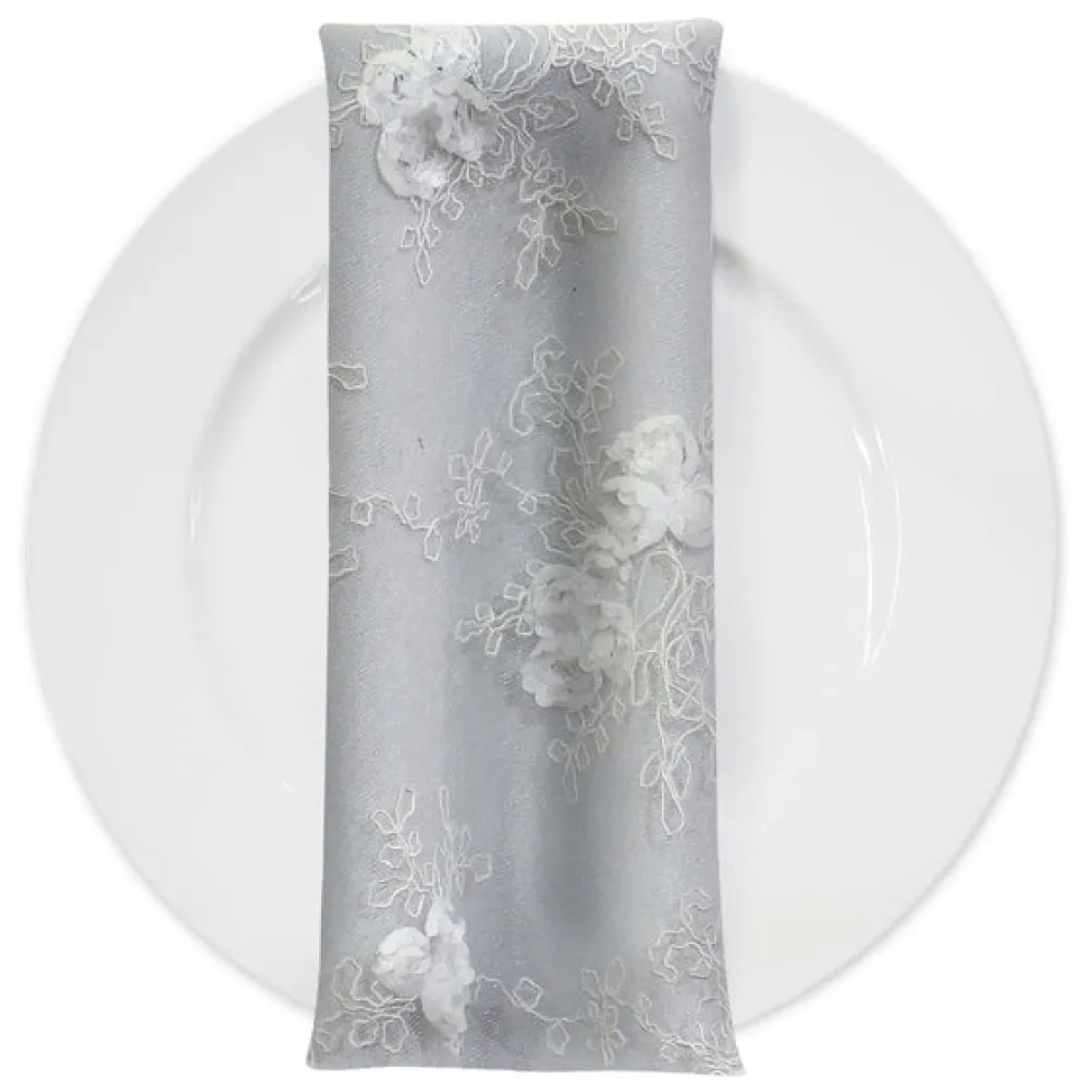 Baby Rose Embroidery (w/ Poly Lining) Table Napkin in White
