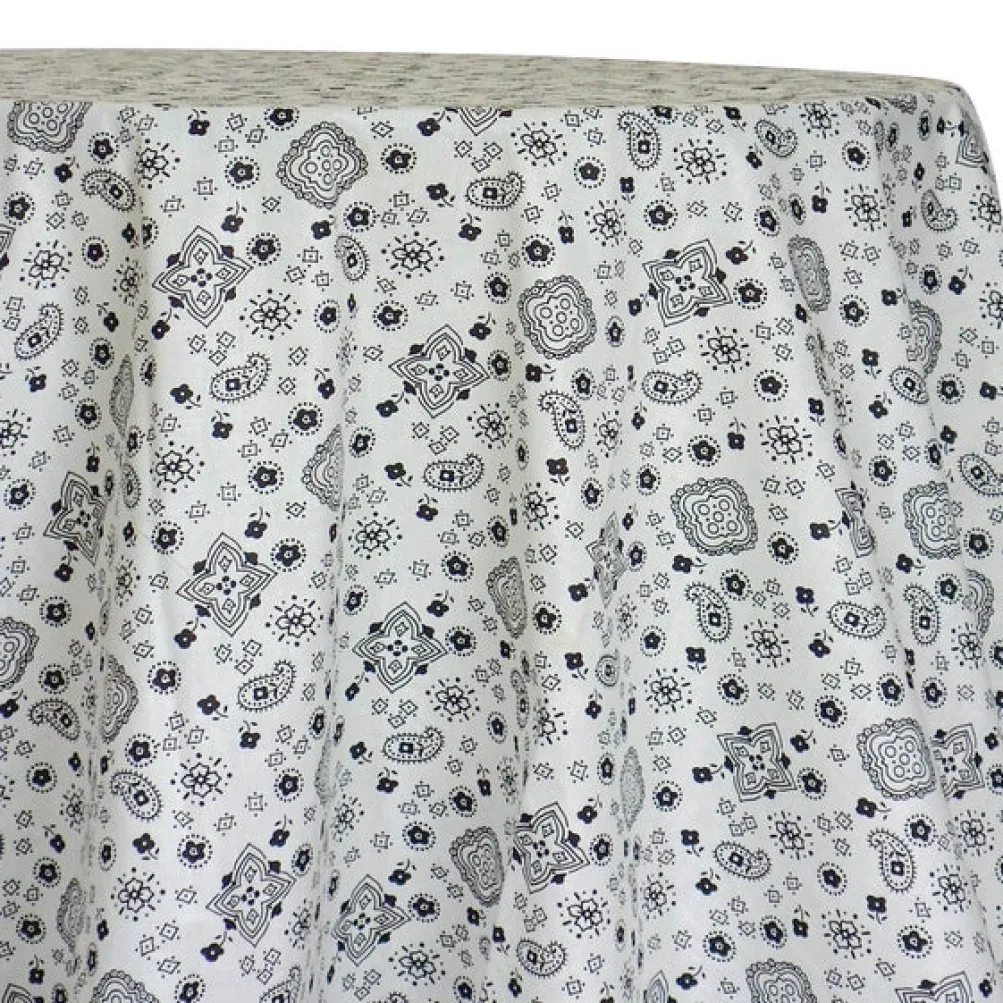 Bandana (Poly Print) Table Linen in White