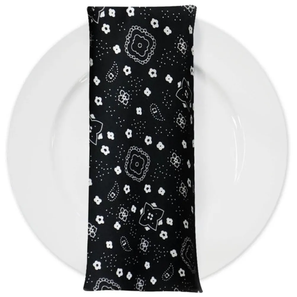 Bandana (Poly Print) Table Napkin in Black