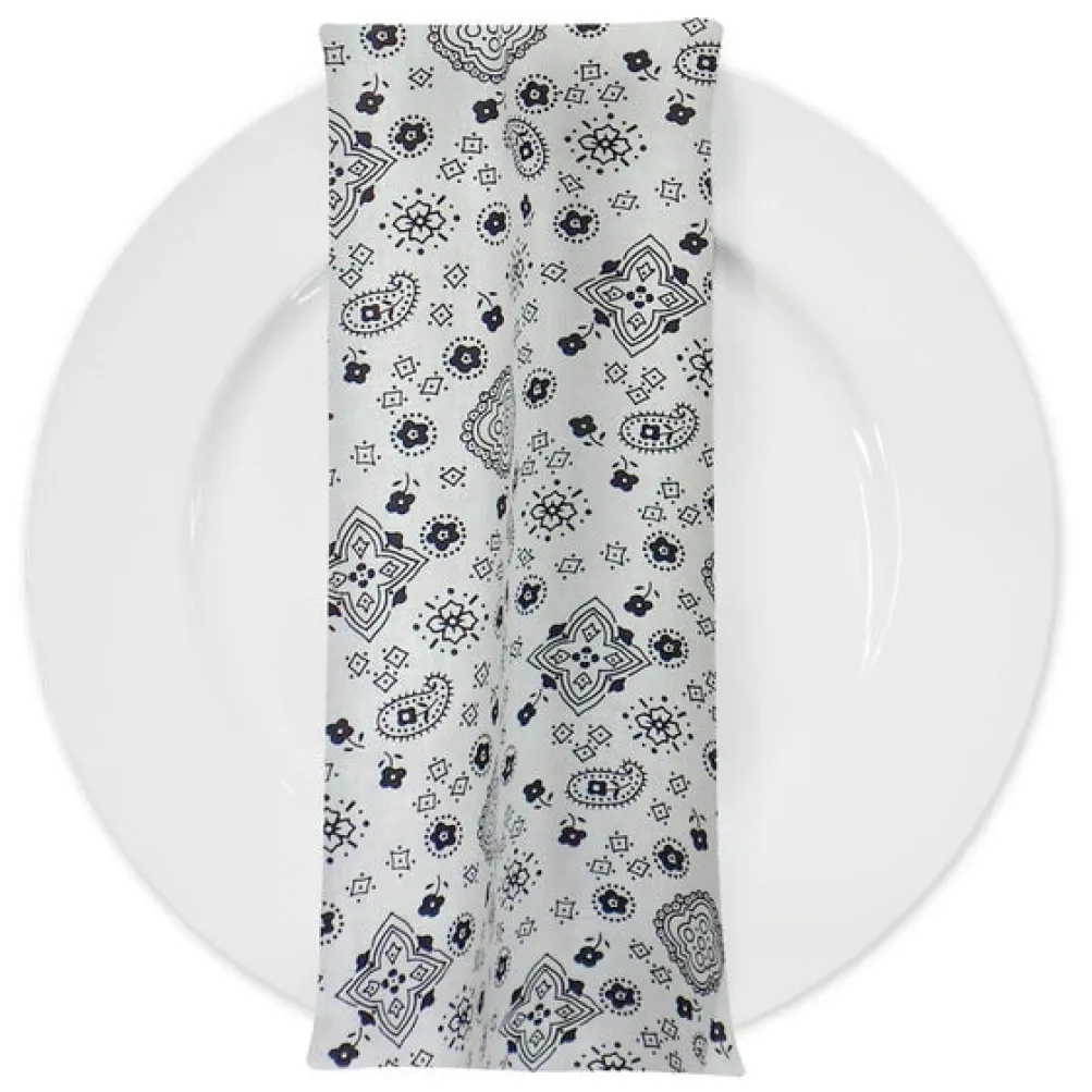 Bandana (Poly Print) Table Napkin in White
