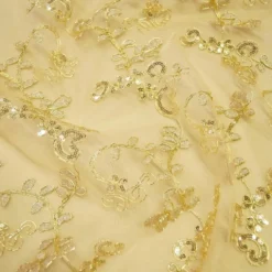 Basil Leaf Embroidery Table Linen in Gold